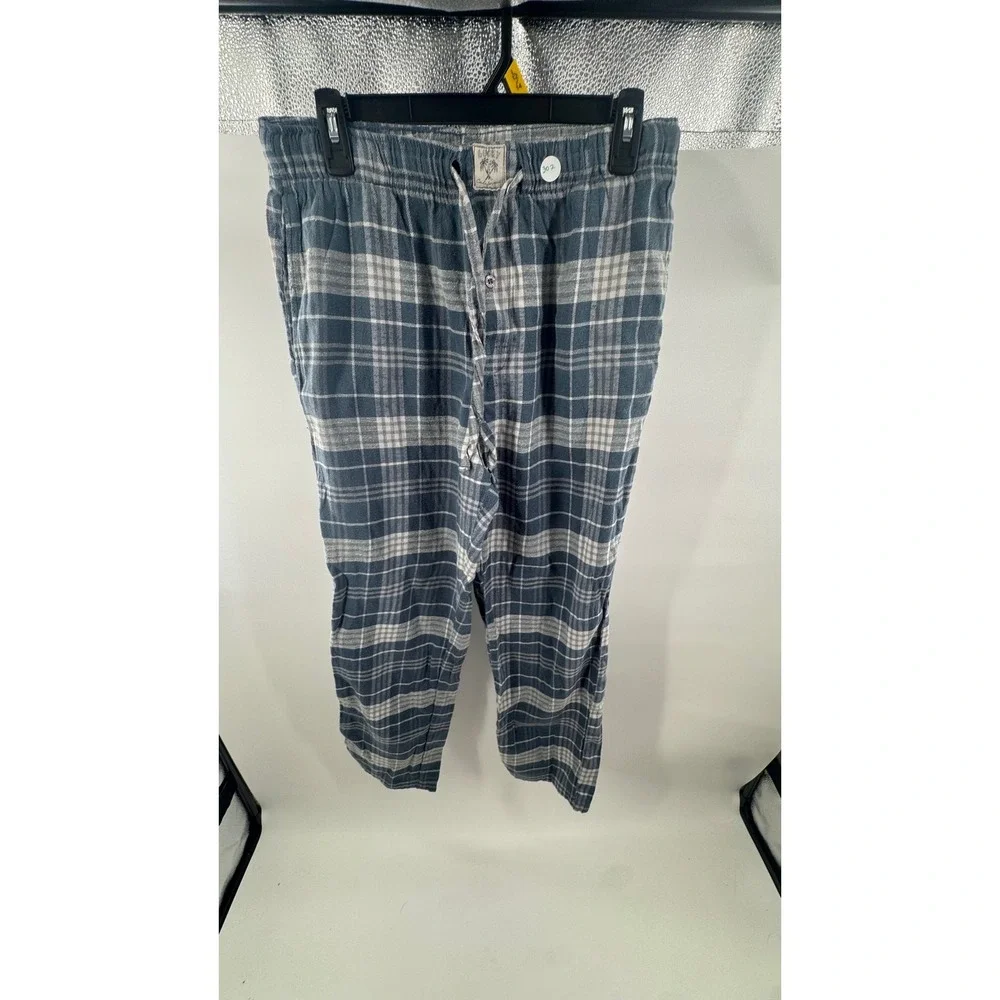 Lucky Brand Mens Blue Plaid Flannel Pajama Pants Sleepwear Size S Drawstring Fly